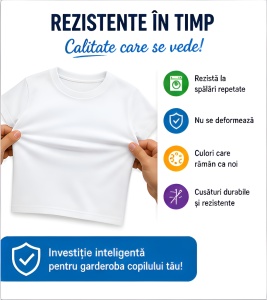 Set 5 Tricouri Albe Copii din Bumbac 100% pentru fete și băieți - Img 9