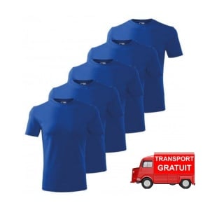 Set 5 tricouri clasice Albastru regal, barbatesti din bumbac 100%, clasice pentru barbati 132 - Img 3