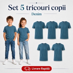 Set 5 tricouri copii din bumbac 100% – fete și băieți, 33 nuanțe disponibile - Img 17