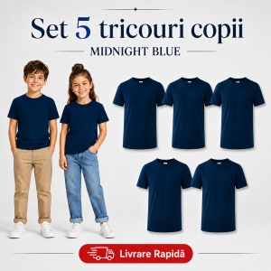 Set 5 tricouri copii din bumbac 100% – fete și băieți, 33 nuanțe disponibile - Img 27