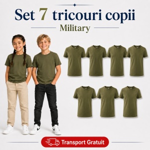 Set 7 Tricouri Copii din Bumbac 100% – Mânecă Scurtă, 33 Nuanțe, Fete și Băieți - Img 28