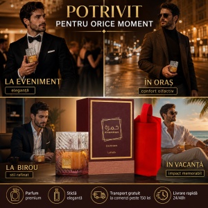 Set parfum Lattafa Khamrah Dukhan 100ml, parfum Arabesc, Barbati, Gentuta cosmetice - Img 4