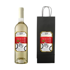 Set personalizat sticla de vin alb, demisec, Sauvignon Blanc, 750 ml si punga de cadouri cu imprimeu Vechi de ani si inca pe piese originale - Img 31