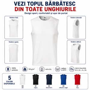 Top sport bărbați / tricou fără mâneci Malfini Breeze 820, 100% poliester, 5 culori - Img 5