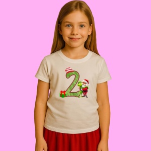 Tricou 2 Numar Craciun Cu Mos Si Spiridus Verde, din bumbac 100% Copii | Dama | Barbat - Img 3