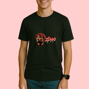 Tricou 2Pac cartoon red dreads, muzica RAP, Dama | Barbat | Copii, Culoare Negru - Img 3
