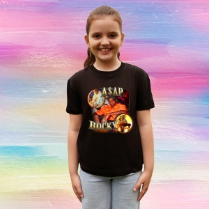 Tricou A$AP Rocky - Orange Theme, muzica Hip-Hop / Rap, Dama | Barbat | Copii, Culoare Negru - Img 4