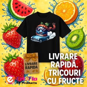 Tricou Afine amuzant de vara in masina, Fructe, Copii | Dama, culoare negru - Img 12