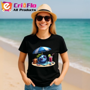 Tricou Afine amuzant de vara la plaja, Fructe, Copii | Dama, culoare negru - Img 11