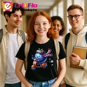 Tricou Afine amuzant de vara pe scuter, Fructe, Copii | Dama, culoare negru - Img 10