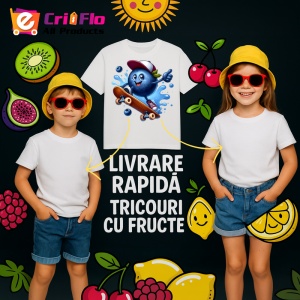 Tricou Afine amuzant de vara pe skatboard, Fructe, Copii | Dama - Img 6