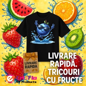 Tricou Afine amuzant de vara sarind in apa, Fructe, Copii | Dama, culoare negru - Img 12