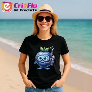 Tricou Afine amuzant de vara scafandru, Fructe, Copii | Dama, culoare negru - Img 11