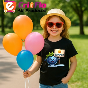 Tricou Afine amuzant de vara summer, Fructe, Copii | Dama, culoare negru - Img 3