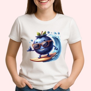 Tricou Afine amuzant de vara surfing, Fructe, Copii | Dama - Img 2