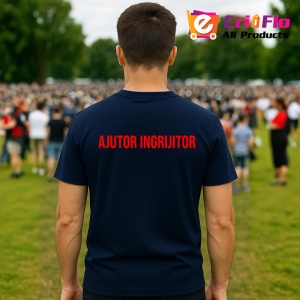 Tricou AJUTOR INGRIJITOR, Personalizat | Unisex Dama si Barbat, Albastru Inchis - Img 4