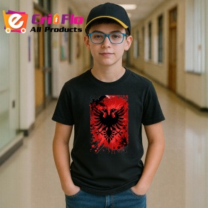 Tricou Albania Steag Splash Art, Copii | Dama | Barbat, culoare negru - Img 9