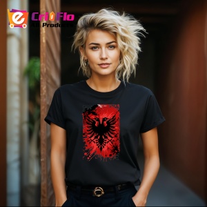 Tricou Albania Steag Splash Art, Copii | Dama | Barbat, culoare negru - Img 12