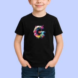 Tricou Alfabet Litera G cu graffiti, design exploziv, arta urbana, Negru, Unisex Dama si Barbat | Copii - Img 2