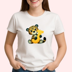 Tricou Alfabet Litera J cu animal Jaguar , Alb, Unisex Dama si Barbat | Copii - Img 2