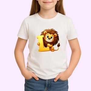 Tricou Alfabet Litera L , Alb, Unisex Dama si Barbat | Copii - Img 2