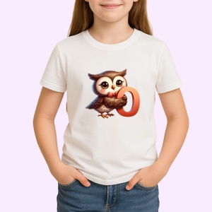 Tricou Alfabet Litera O , Alb, Unisex Dama si Barbat | Copii - Img 2
