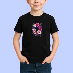 Tricou Alfabet Litera O cu Stitch Roz fericit, explozie de culori, Negru, Unisex Dama si Barbat | Copii - Img 3