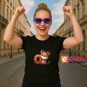 Tricou Alfabet Litera Q cu animal Quokka, Negru, Unisex Dama si Barbat | Copii - Img 3