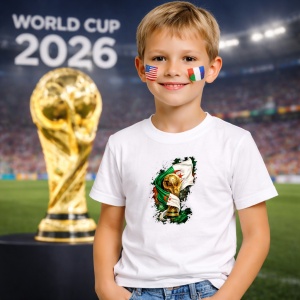 Tricou Algeria World Cup Fifa 2026, din bumbac 100%, tricou alb, Copii | Dama | Barbat - Img 5