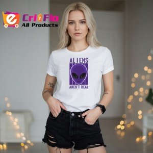 Tricou Aliens Arent Real Portret Extraterestru Mov, din bumbac 100% , tricou alb pentru Copii | Dama | Barbat - Img 7
