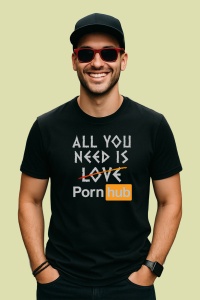 Tricou All You Need Is Love Parody, din bumbac 100%, tricou negru, Dama | Barbat - Img 2