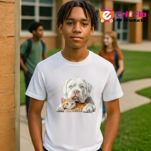 Tricou American Bulldog si pisica portocalie duo dragalas Copii | Dama | Barbat Barbat - Img 5