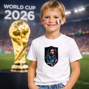 Tricou Andrea Pirlo Italy World Cup Fifa 2026, din bumbac 100%, tricou alb, Copii | Dama | Barbat - Img 5