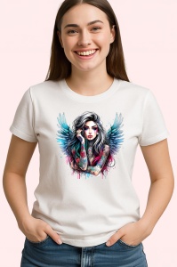 Tricou angel wings tattoo girl looking away, fata cu aripi de inger si tatuaj, Copii | Dama | Barbat
