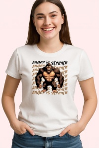 Tricou Anger Is Strength Gorila Muschiuloasa Gri, din bumbac 100% , tricou alb pentru Dama | Barbat - Img 2