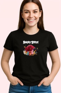 Tricou Angry Birds pasari furioase in confruntari cu porcii verzi, Copii | Dama | Barbat , tricou negru - Img 3