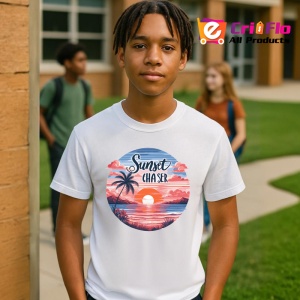 Tricou Apus cu palmieri text sunset chaser atmosfera romantica de vacanta Copii | Dama | Barbat Barbat - Img 5