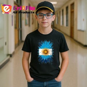 Tricou Argentina Steag Splash Art, Copii | Dama | Barbat, culoare negru - Img 9