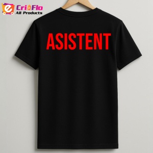 Tricou ASISTENT, Personalizat | Unisex Dama si Barbat, Negru - Img 2