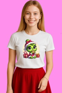 Tricou Baby Grinch Gift Christmas, din bumbac 100%, tricou alb, Copii | Dama | Barbat - Img 3