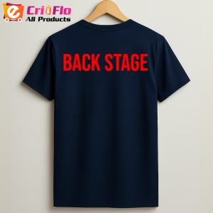 Tricou BACK STAGE, Personalizat | Unisex Dama si Barbat, Albastru Inchis - Img 2