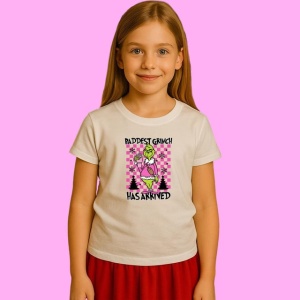 Tricou Baddest Grinch Has Arrrived Christmas, din bumbac 100%, tricou alb, Copii | Dama | Barbat - Img 2