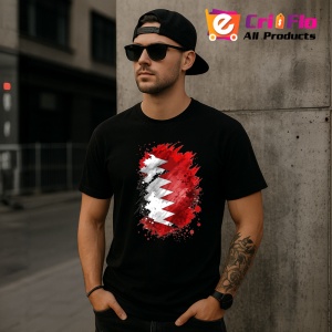 Tricou Bahrain Steag Splash Art, Copii | Dama | Barbat, culoare negru - Img 7