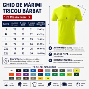 Tricou Bărbat, 100% Bumbac, 145 g/m², Guler Rotund, 26 Culori, Mărimi S–3XL - Img 3