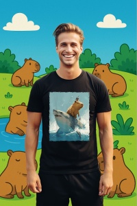 Tricou Barbat CapyBara - Calareste un rechin - Img 3