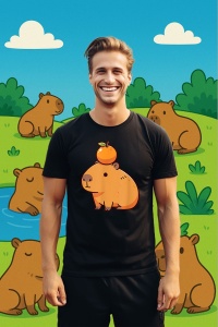 Tricou Barbat CapyBara - cu portocala pe cap - Img 3