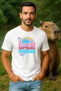 Tricou Barbat CapyBara - Design retro - Img 3