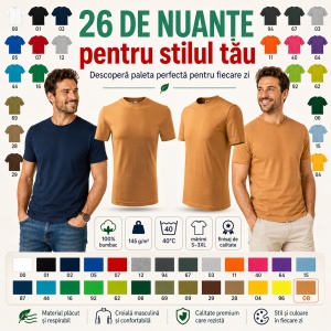 Tricou Bărbat Classic Basic New, 100% Bumbac, 145 g/m², Guler Rotund, 26 Culori, Mărimi S–3XL - Img 6