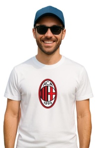 Tricou barbat cu logo stema AC Milan Italia , din bumbac 100% - Img 3