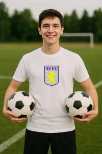 Tricou barbat cu logo stema Aston Villa Anglia , din bumbac 100% - Img 9